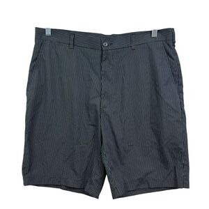 PGA Tour Mens‎ Golf Shorts Stripe Black Performance Flat Front Pockets Sz W36